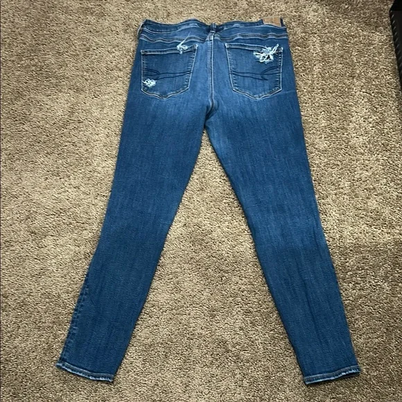 Blue Distressed Women's Jeans - Picture 4 of 7